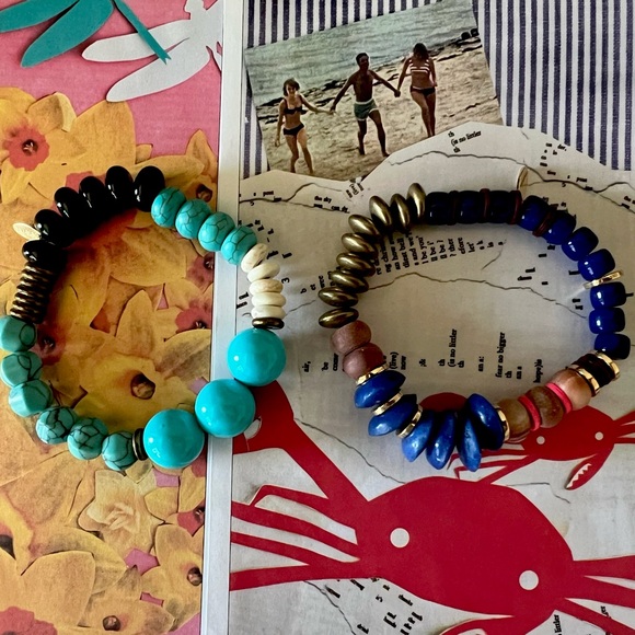 Bundle of 2 Anthropologie Serafina turquoise beaded bracelets - Picture 5 of 5